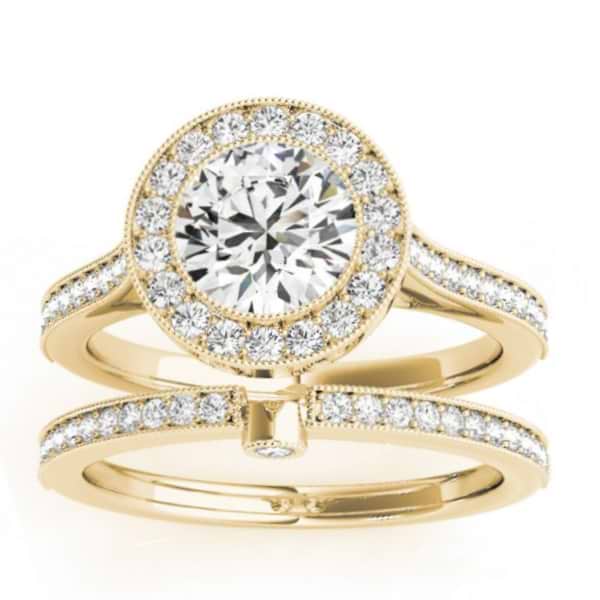 Diamond Accented Bridal Set Setting 14k Yellow Gold (0.47ct)