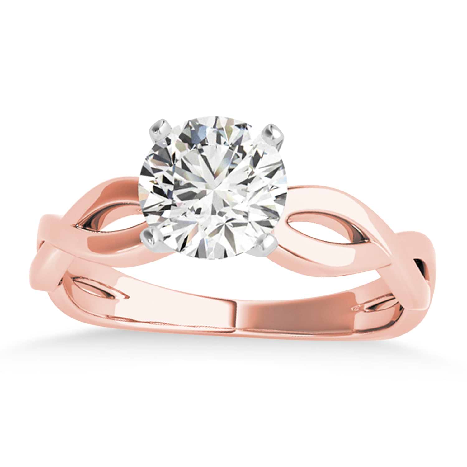 Diamond Twisted Shank Engagement Ring in 14k Rose Gold