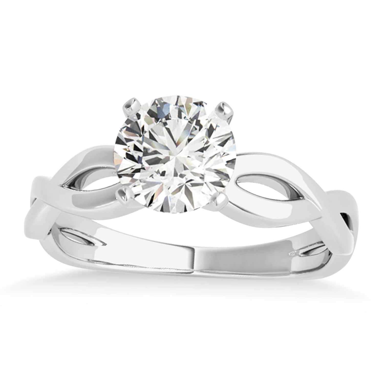 Diamond Twisted Shank Engagement Ring in 14k White Gold