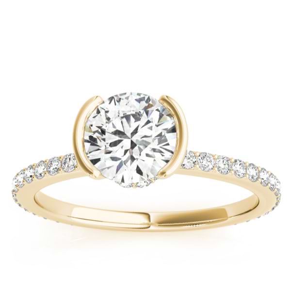 Semi-Bezel Diamond Engagement Ring Setting 18k Yellow Gold (0.30ct)