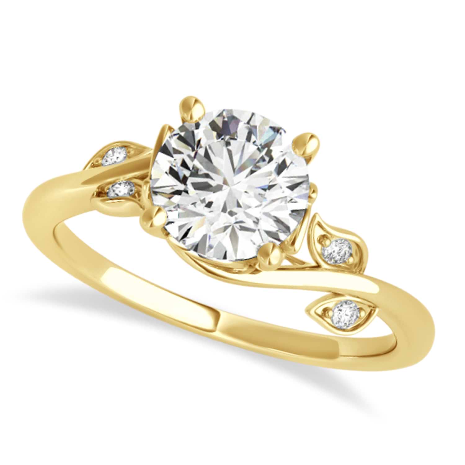 Bypass Floral Diamond Bridal Set Setting 14k Yellow Gold (1.55ct)