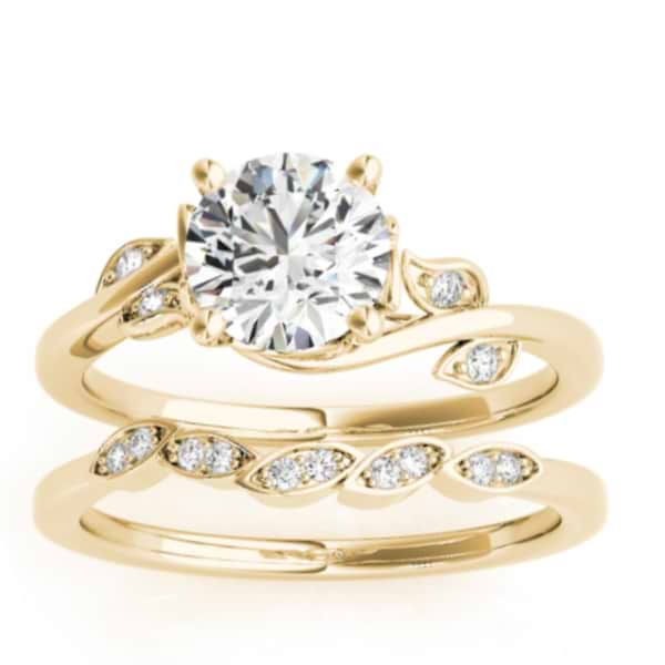 Bypass Floral Diamond Bridal Set Setting 14k Yellow Gold (0.15ct)