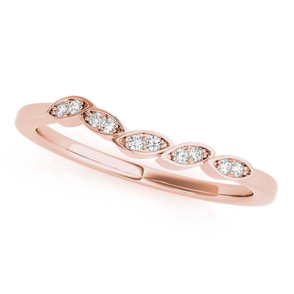 Floral Diamond Wedding Ring Band 14k Rose Gold (0.05ct)