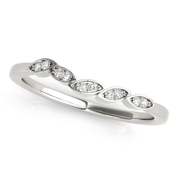 Floral Diamond Wedding Ring Band 14k White Gold (0.05ct)