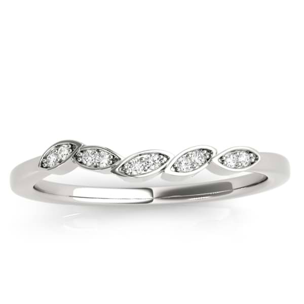 Floral Diamond Wedding Ring Band Palladium (0.05ct)