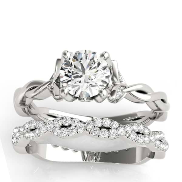 Infinity Leaf Bridal Ring Set 18k White Gold (0.32ct)