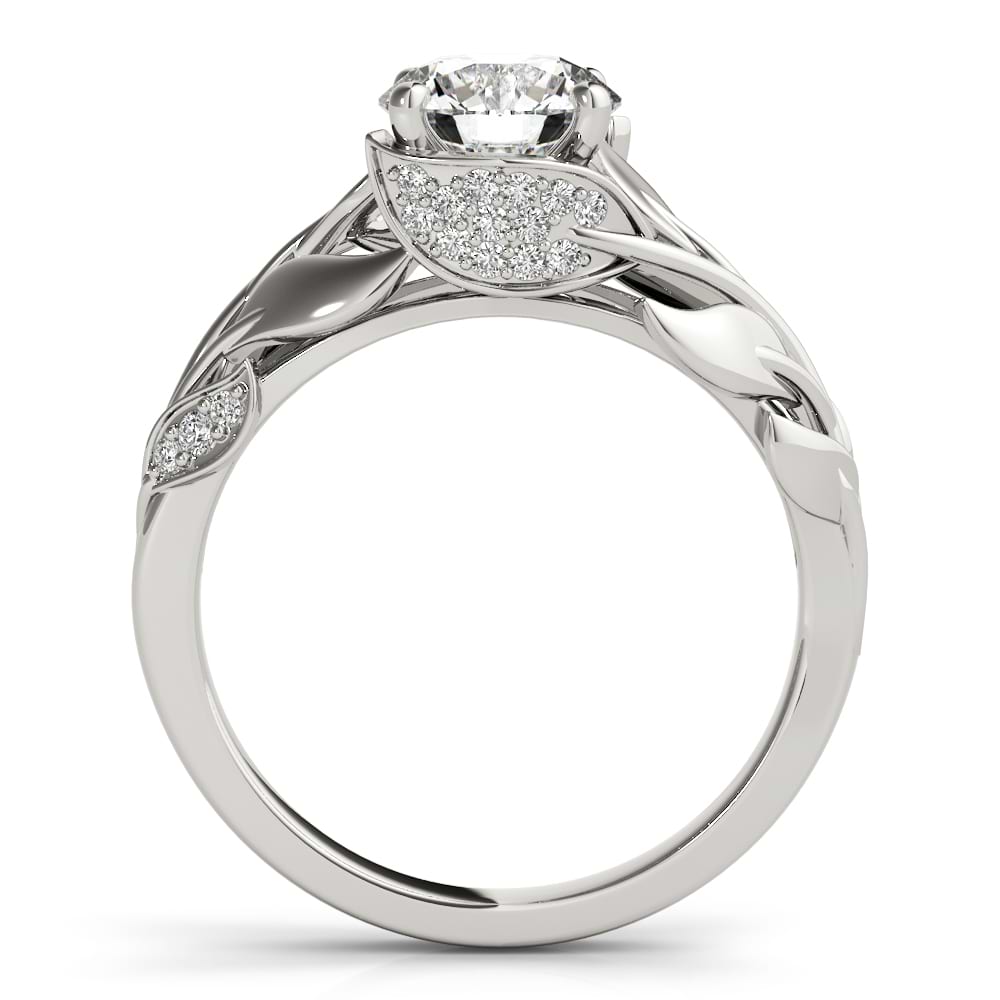 Nature Inspried Leaf Diamond Engagement Ring Setting 14k White Gold (0 ...