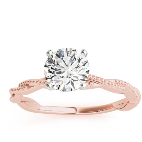 Infinity Solitaire Twist Engagement Ring Setting 14k Rose Gold