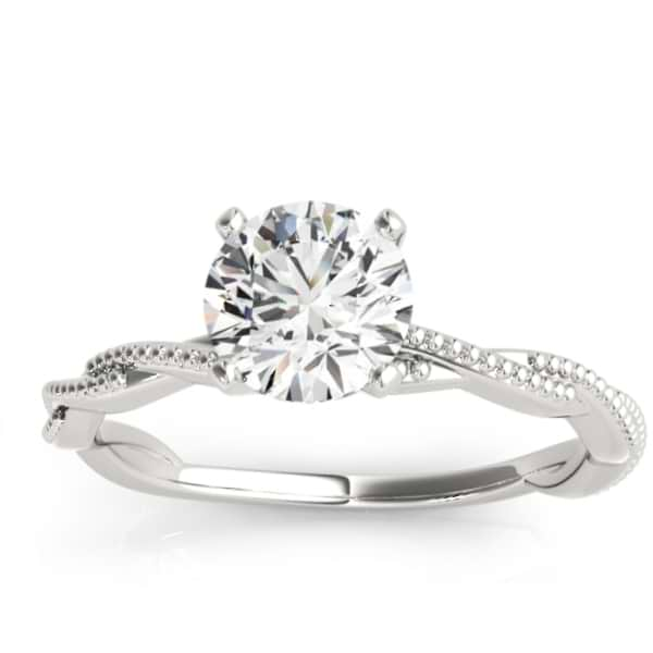 Solitaire Twist Engagement Ring & Wedding Band 14k White Gold