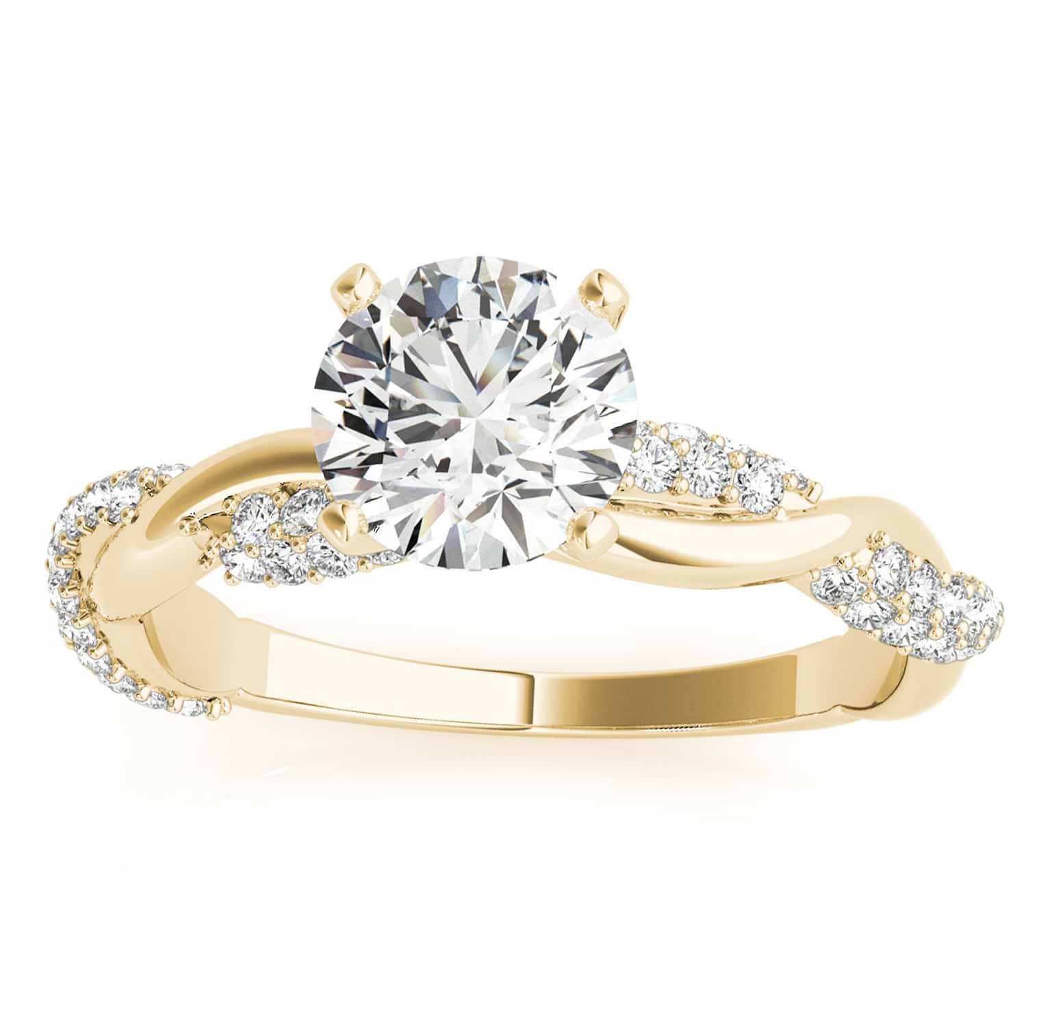 Infinity Twist Diamond Engagement Ring Setting 14k Yellow Gold (0.40ct)