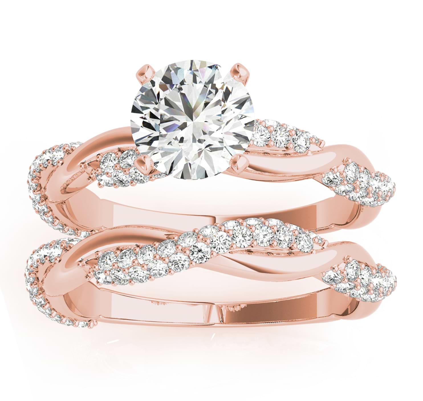 Infinity Twist Diamond Bridal Ring Set Setting 14k Rose Gold (0.80 ct)