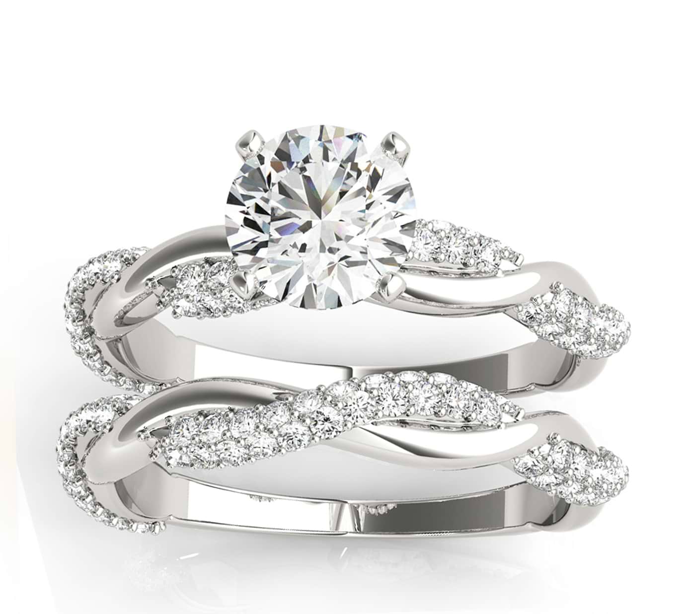Infinity Twist Diamond Bridal Ring Set Setting Platinum (0.80 ct)