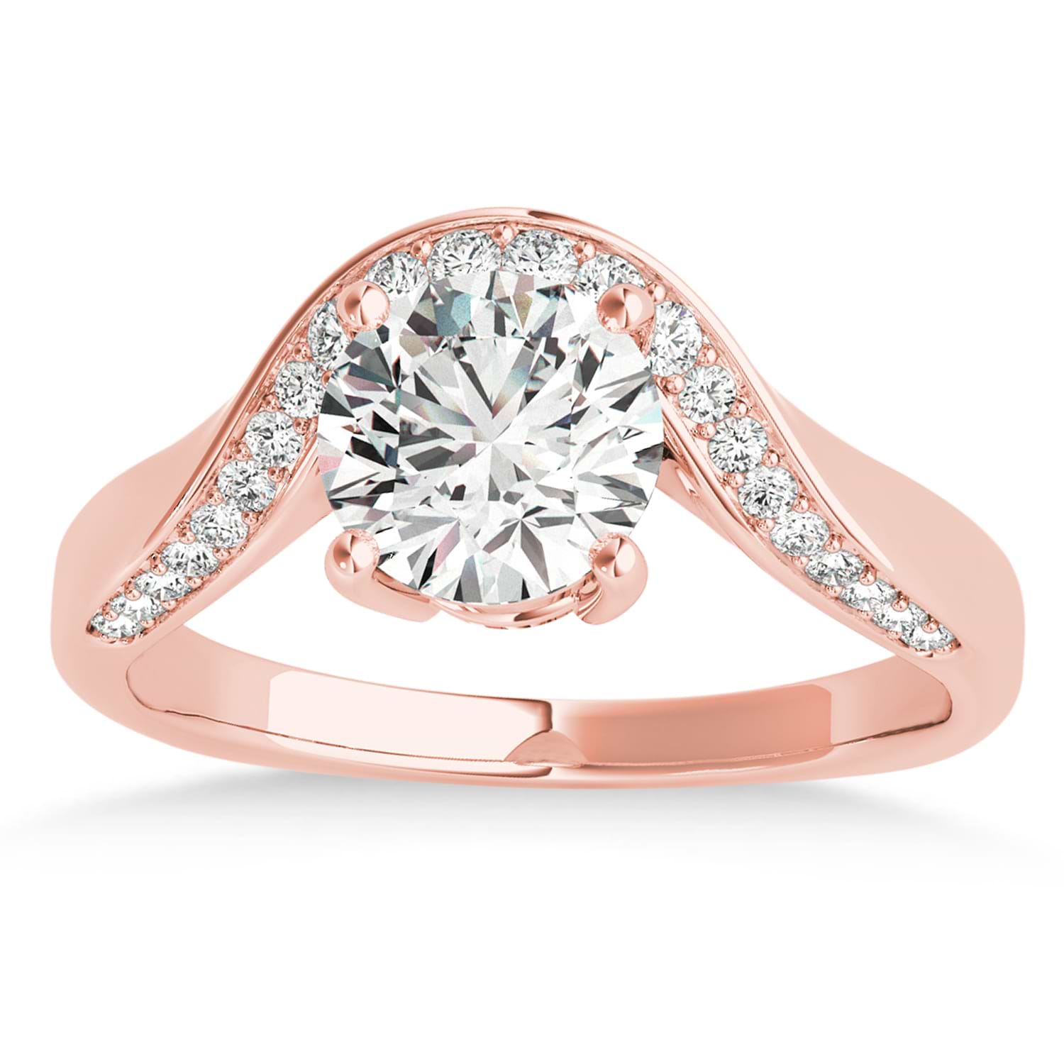 Diamond Euro Shank Curved Engagement Ring in 18k Rose Gold (0.16ct)