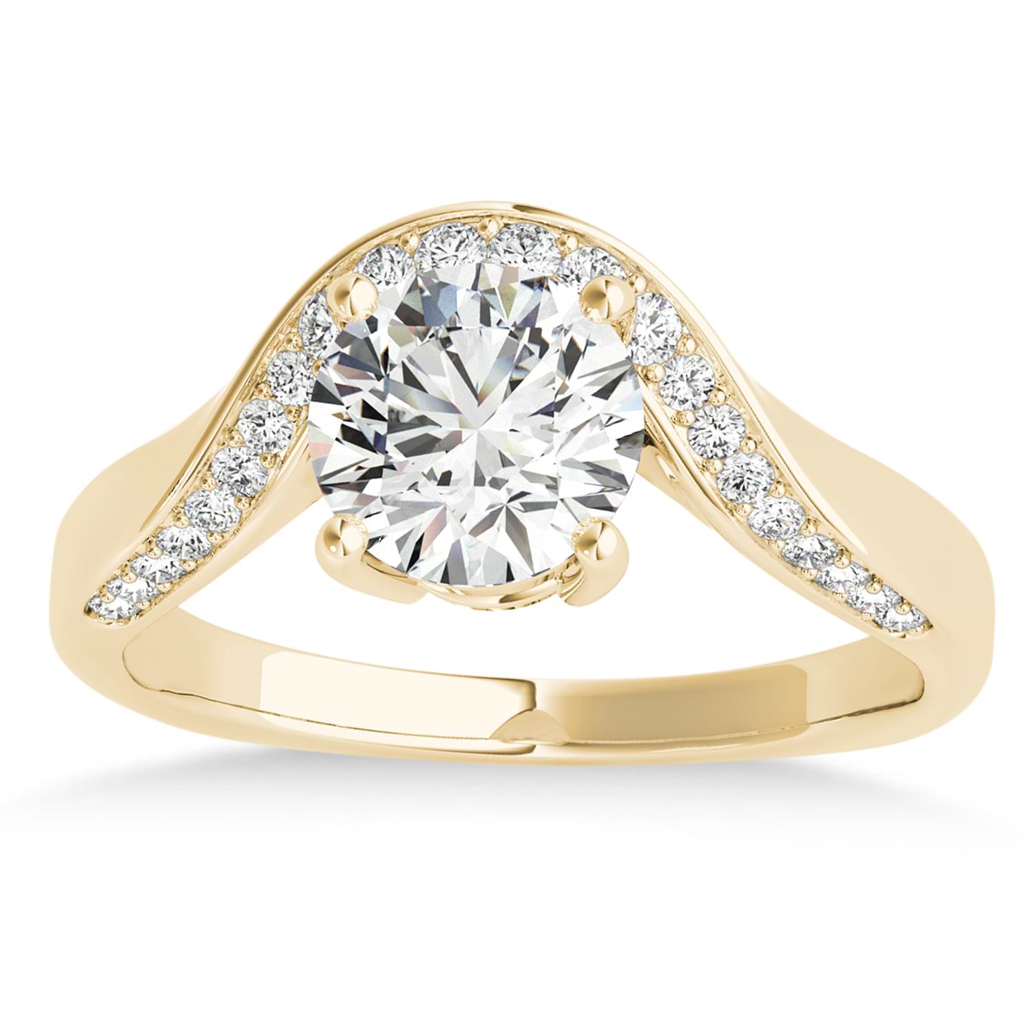 Diamond Euro Shank Curved Engagement Ring in 18k Yellow Gold (0.16ct)