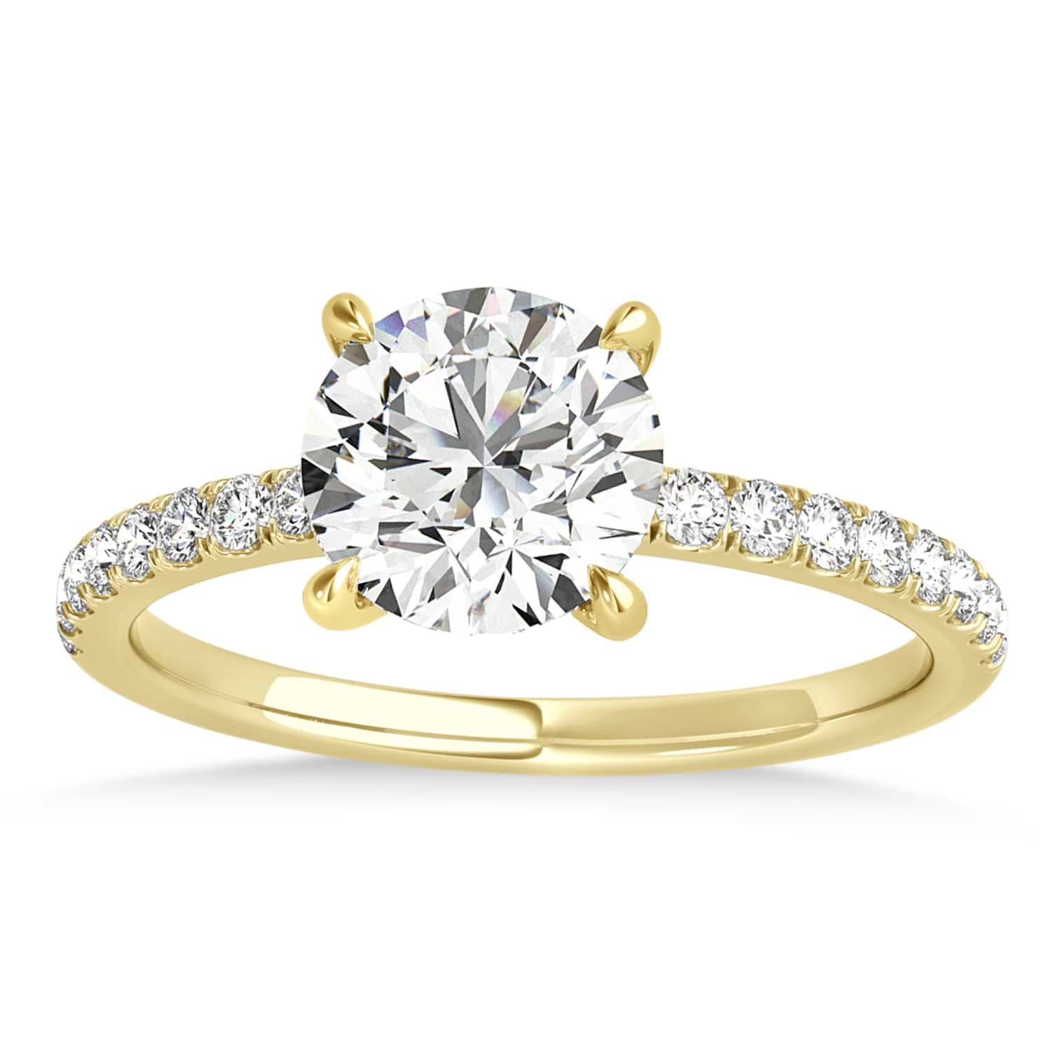 Diamond Single Row Hidden Halo Engagement Ring 14k Yellow Gold (0.25ct)