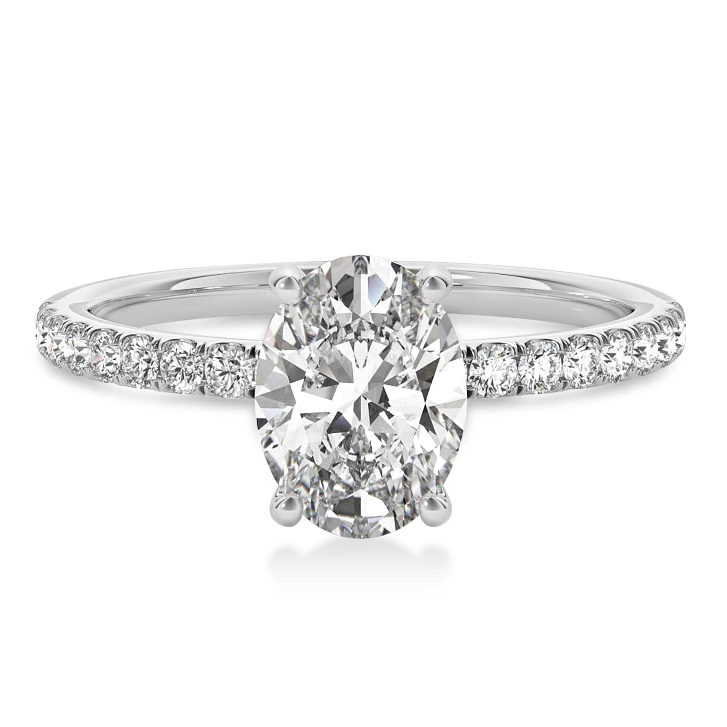 Oval Diamond Single Row Hidden Halo Engagement Ring Platinum (1.50ct)