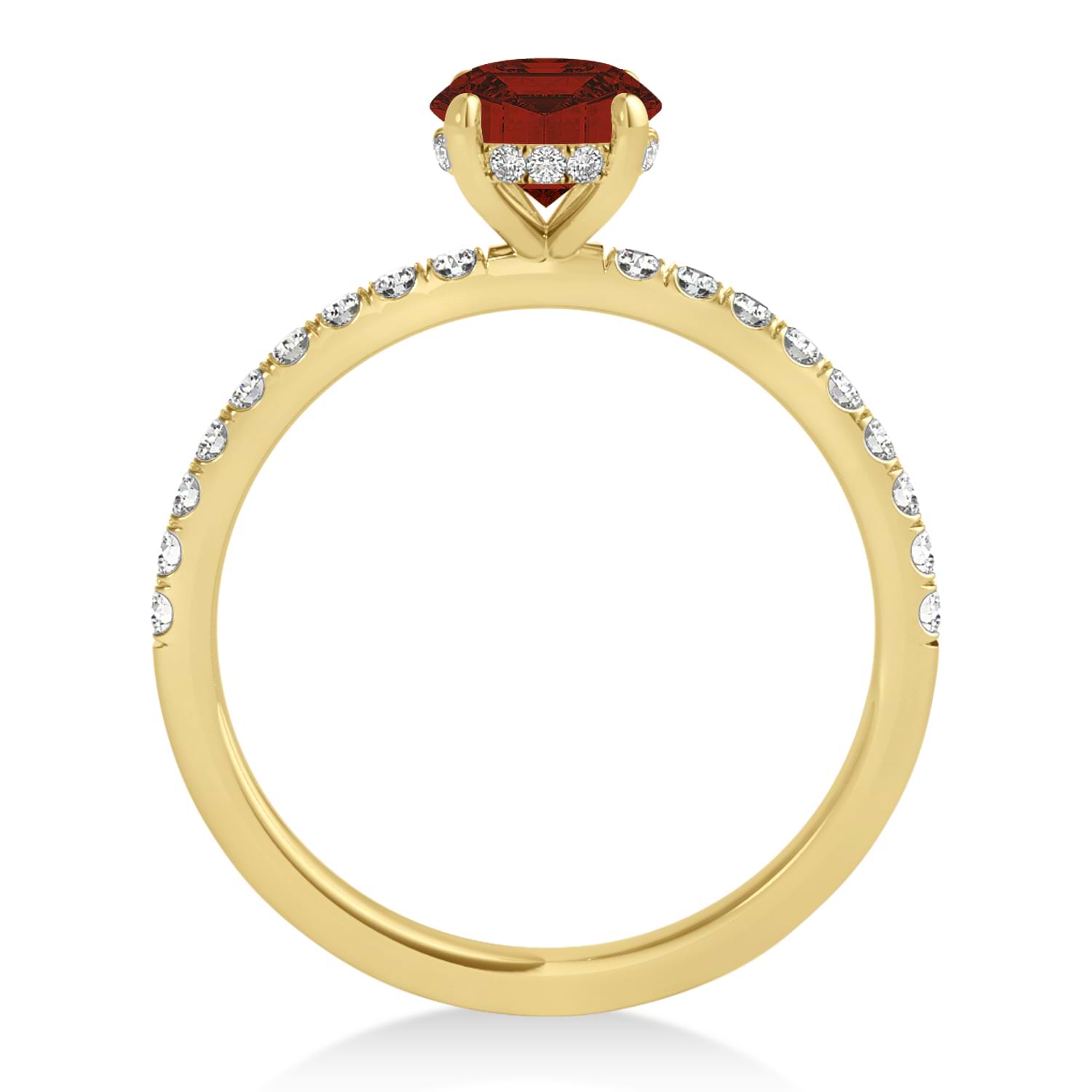 Princess Garnet & Diamond Single Row Hidden Halo Engagement Ring 14k Yellow Gold (0.81ct)