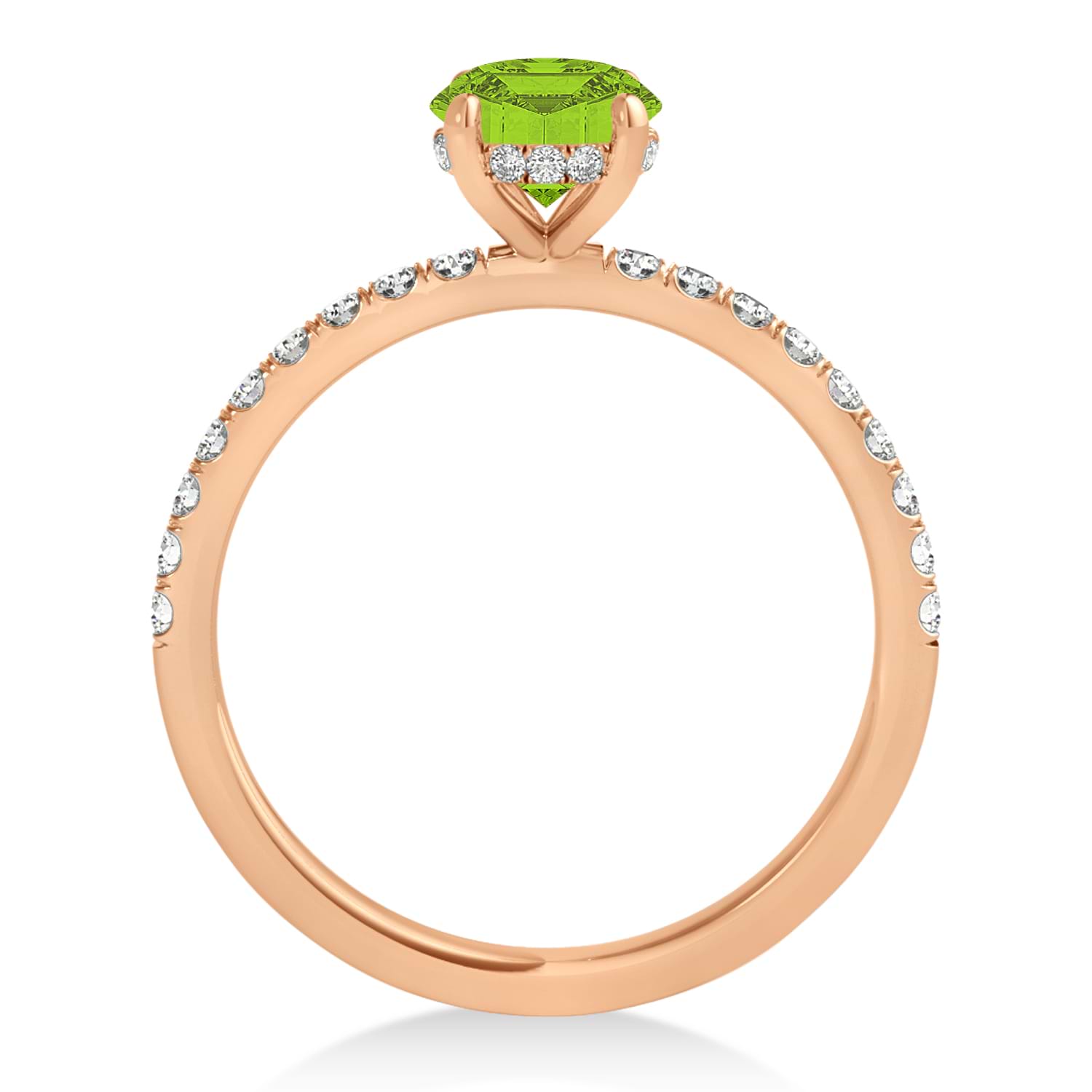 Princess Peridot & Diamond Single Row Hidden Halo Engagement Ring 14k Rose Gold (0.81ct)