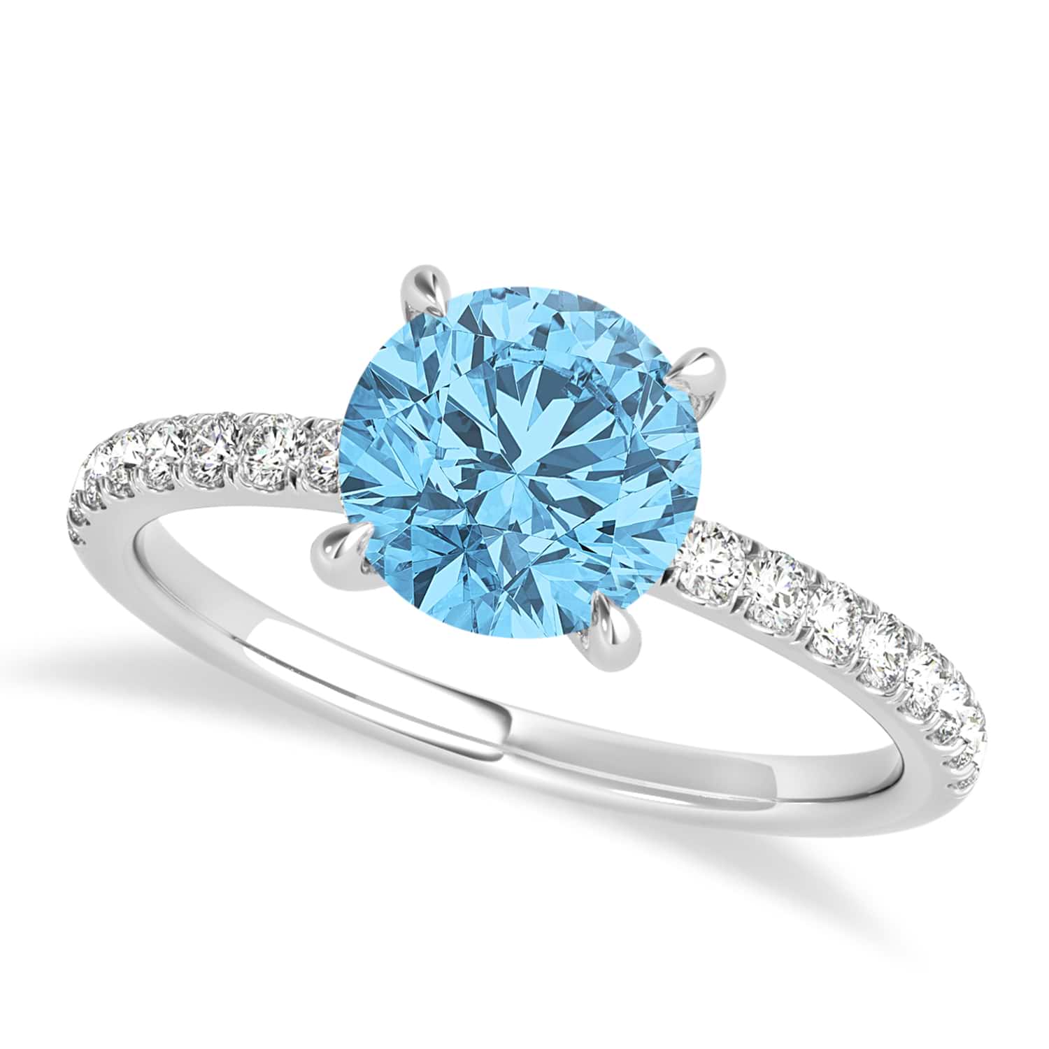 14Kt White Gold Natural Diamond Blue Topaz Ring (3gm, 0.5ct) – Diamtrendz