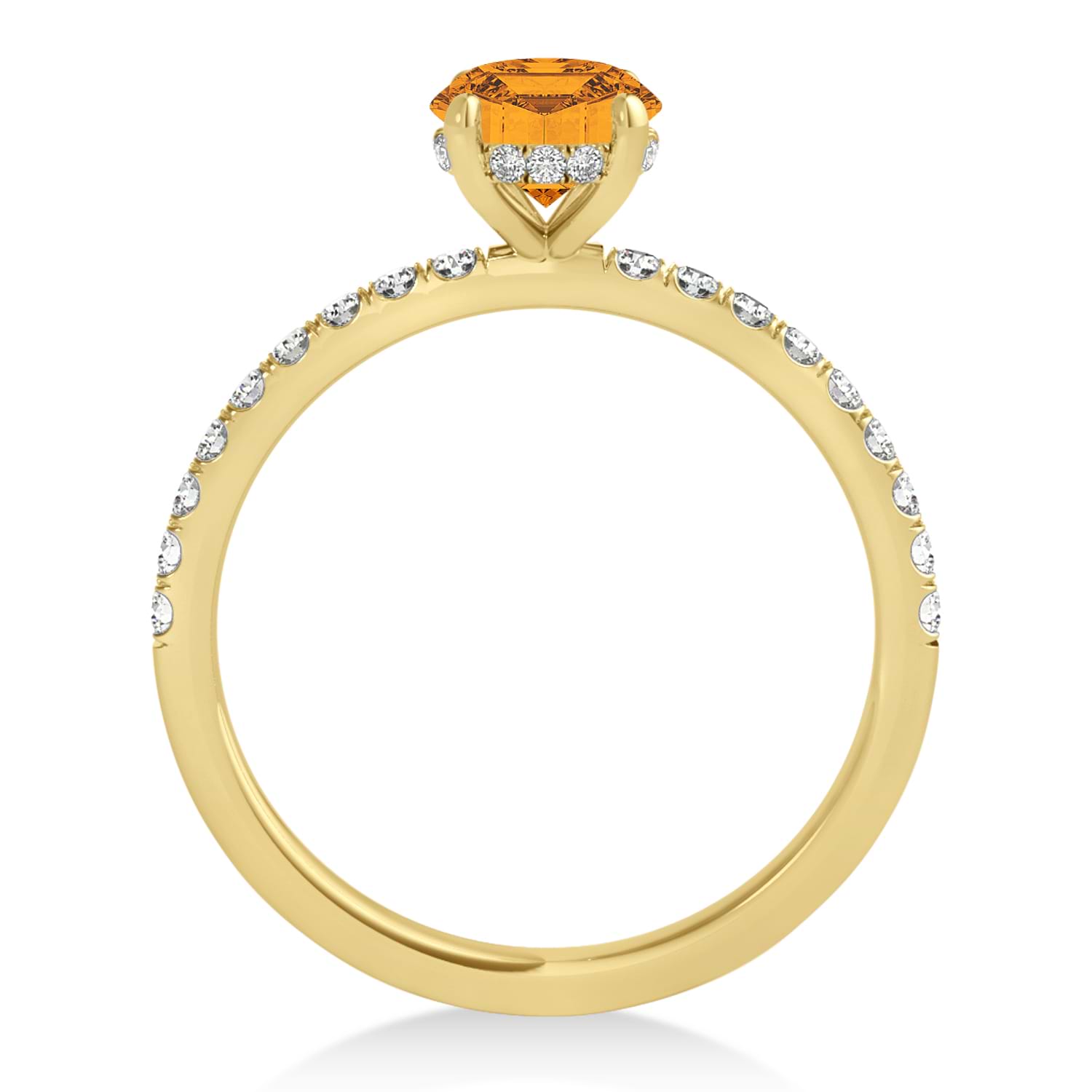 Round Citrine & Diamond Single Row Hidden Halo Engagement Ring 14k Yellow Gold (1.25ct)