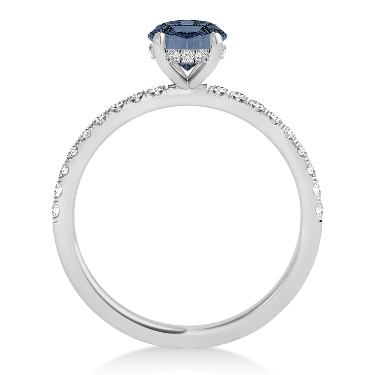 Round Gray Spinel & Diamond Single Row Hidden Halo Engagement Ring Palladium (1.25ct)
