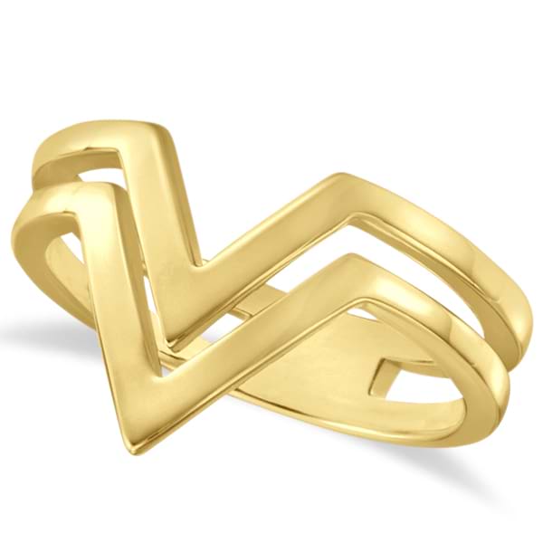 Double Row V Freeform Fashion Ring in 14k Yellow Gold