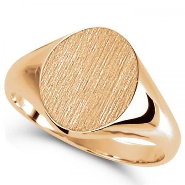Men's Oval Shaped Engravable Signet Ring 14k Rose Gold 10x8mm
