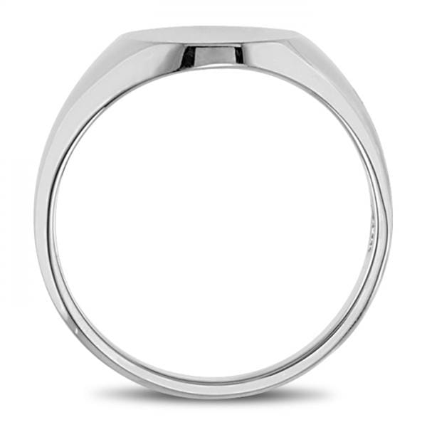 Men's Oval Shaped Signet Ring Engravable 14k White Gold 10x8mm - RE813