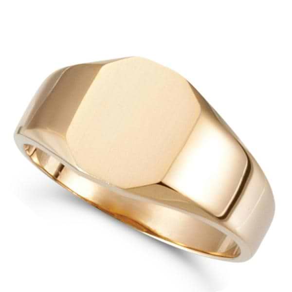 Customizable Signet Ring w/ Octagon Shape Top in 14k Rose Gold 11x9mm