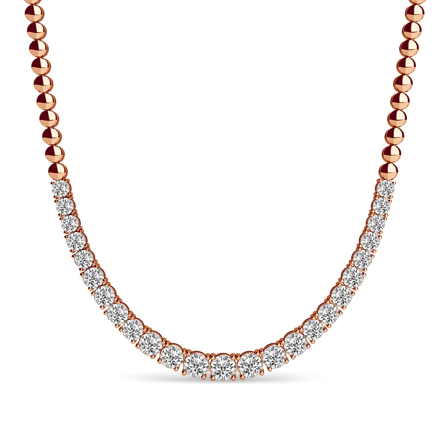 Lab Grown Diamond Graduated Tennis Necklace 14k Rose Gold (3.00ct)