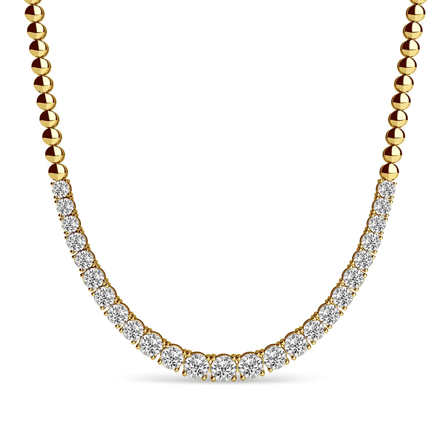 Lab Grown Diamond Graduated Tennis Necklace 14k Yellow Gold (3.00ct)