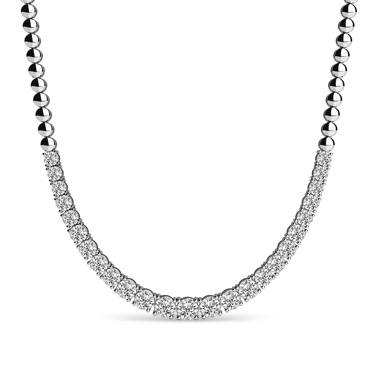 Lab Grown Diamond Graduated Tennis Necklace 18k White Gold (3.00ct)