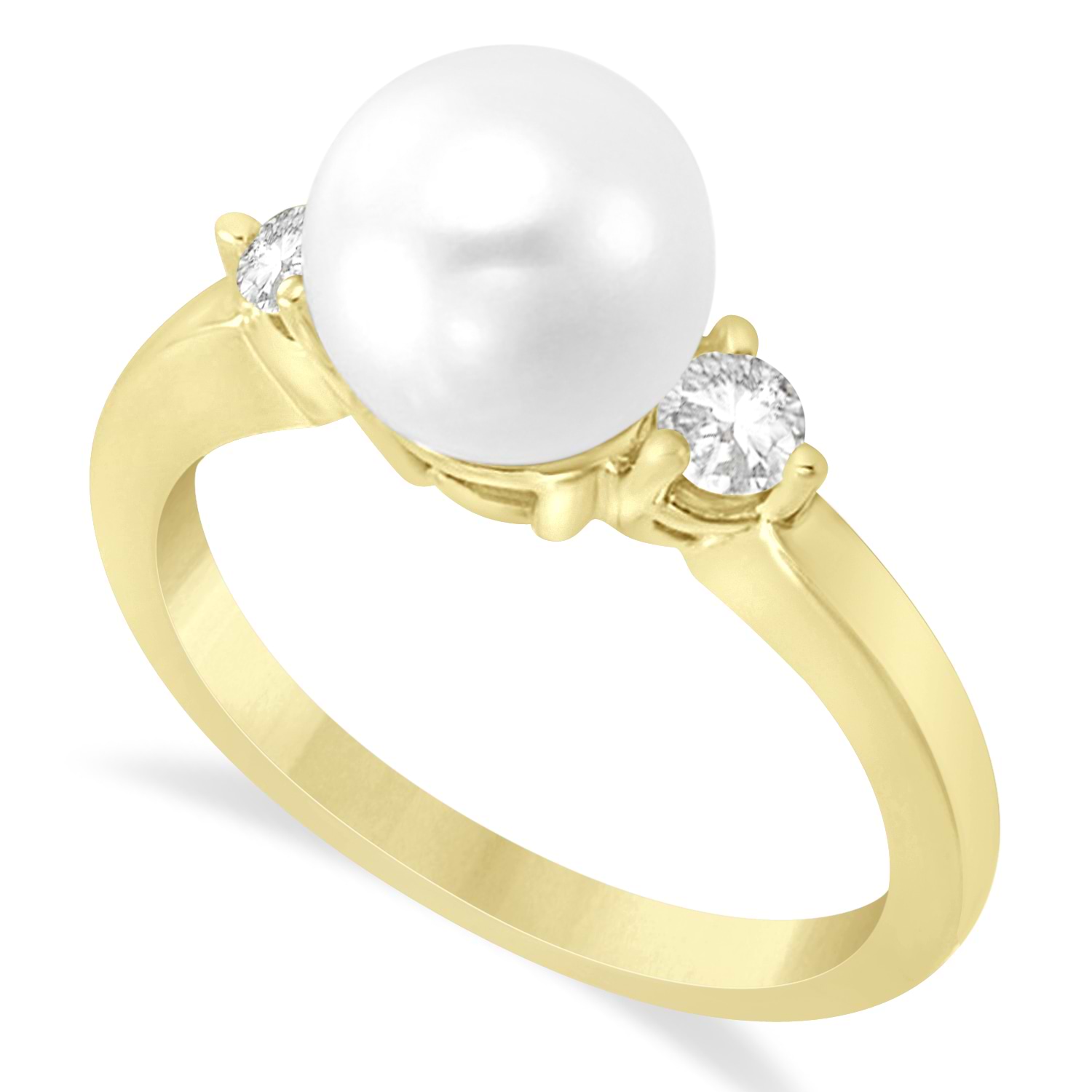 Akoya Pearl & Diamond Ring 14k Yellow Gold 0.12 ct (3.20mm)