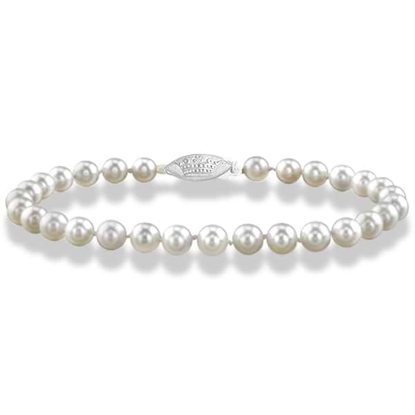 7 inch Akoya Cultured Pearl Bracelet with 14K Gold Clasp 6.0-6.5mm