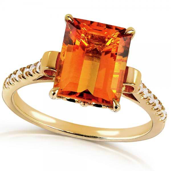 Emerald Cut Citrine Ring 14k Yellow Gold Over Sterling Silver 2.63ct