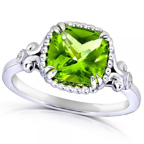Cushion Peridot Gemstone Cocktail Ring Sterling Silver (2.05ct)