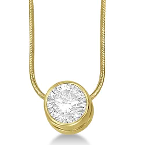 Moissanite Solitaire Pendant Slide Necklace 14K Yellow Gold 1.50ct