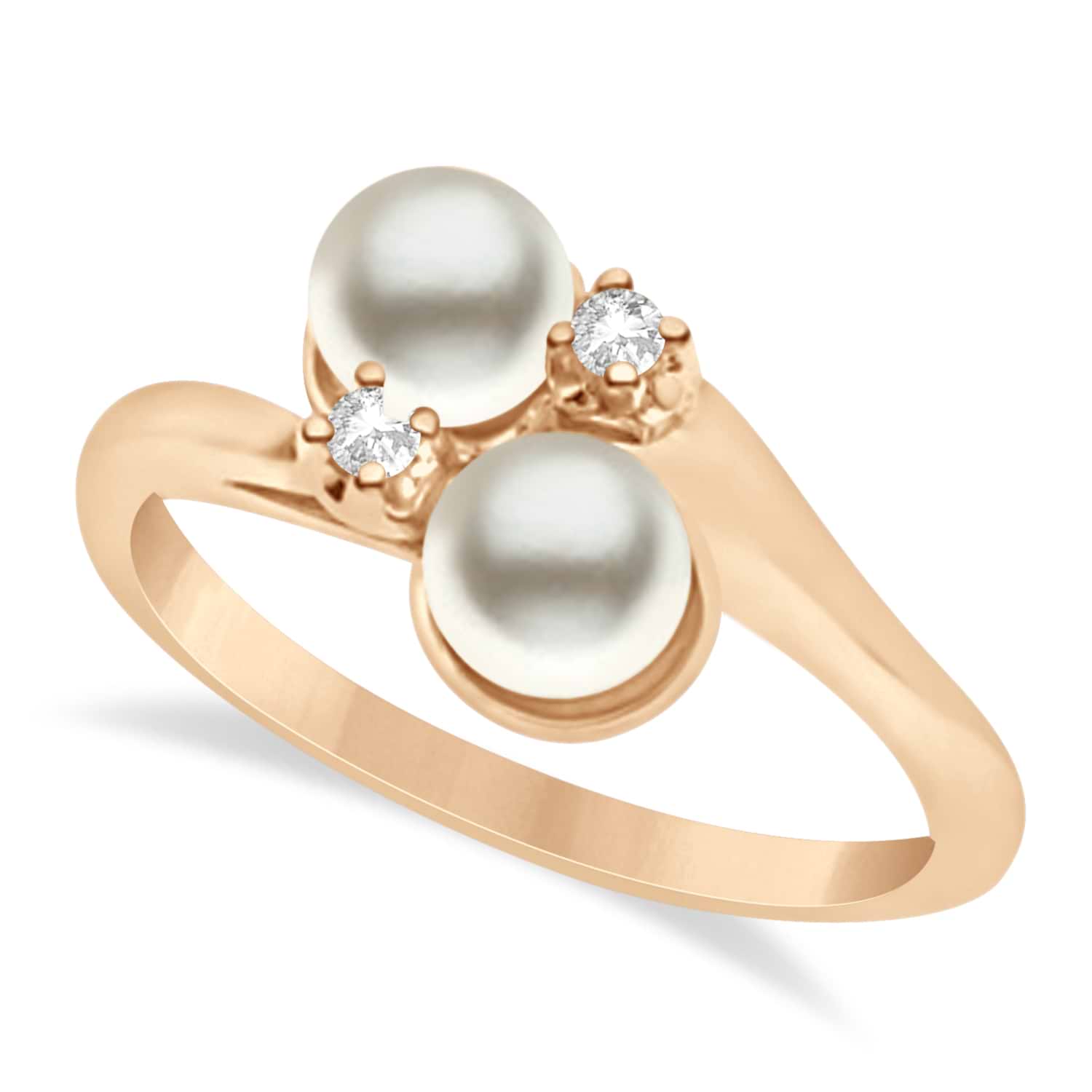 Bypass Freshwater Pearl & Diamond Ring 14k Rose Gold (6.0mm) - RE1079