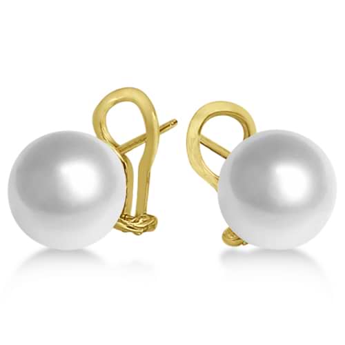 Cultured South Sea Paspaley Pearl Stud Earrings 18K Yellow Gold 11mm