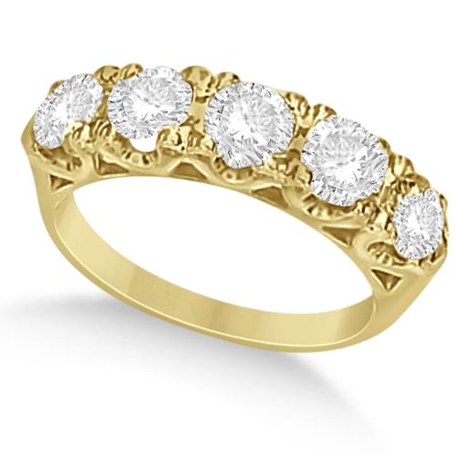 Five Stone Moissanite Wedding/Anniversary Band in 14K Y. Gold 1.62ctw
