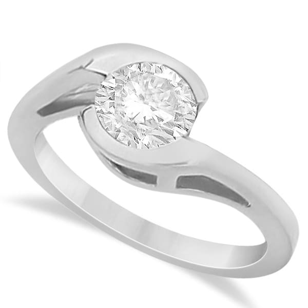 Solitaire Moissanite Bypass Engagement Ring in 14K White Gold 1.00ctw