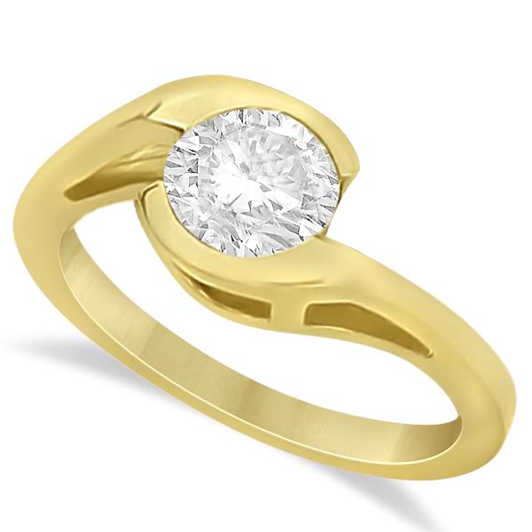 Solitaire Moissanite Bypass Engagement Ring in 14K Yellow Gold 1.00ctw