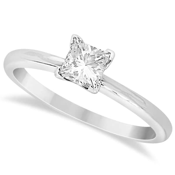Moissanite Solitaire Engagement Ring Princess 14K White Gold 0.50ct