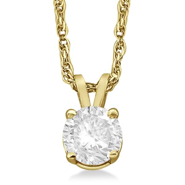 Prong Set Moissanite Solitaire Pendant Necklace 14K Yellow Gold 0.50ct