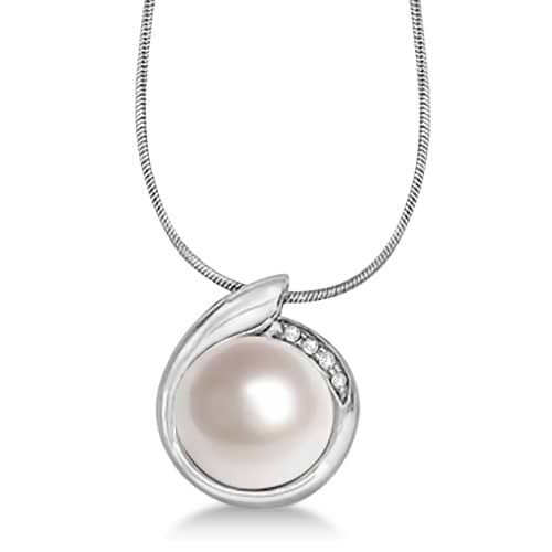 Freshwater Cultured Pearl with Diamond Accents 14K White Gold (12mm)