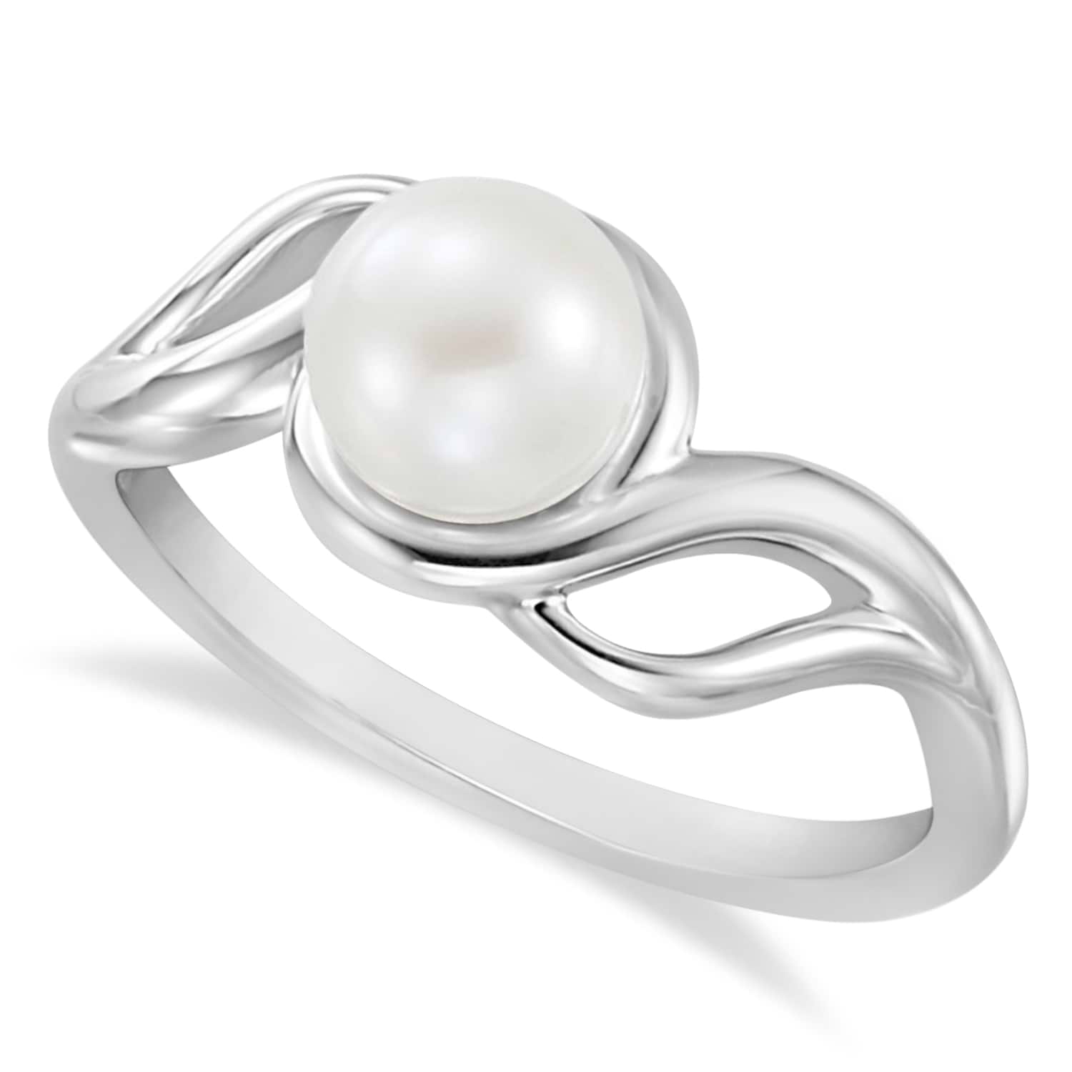 Freeform Cultured Freshwater Pearl Ring 14k White Gold