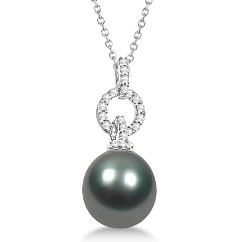 Tahitian Cultured Pearl & Diamond Solitaire Pendant Necklace (11mm)