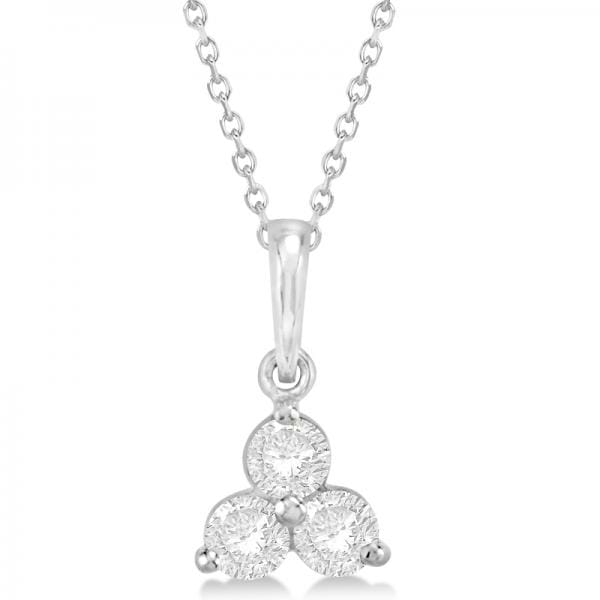 Diamond Three Stone Pendant Necklace in 14k White Gold (0.33ct)