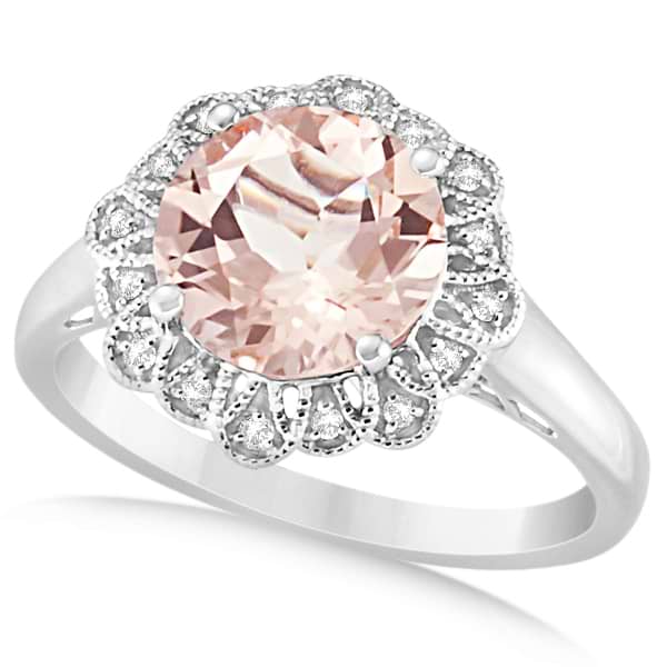 Morganite Engagement Ring Diamond Accents 14k White Gold 2.78ct