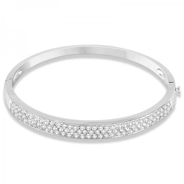 Diamond Pave Set Bangle Bracelet 14k White Gold (3.00ct)